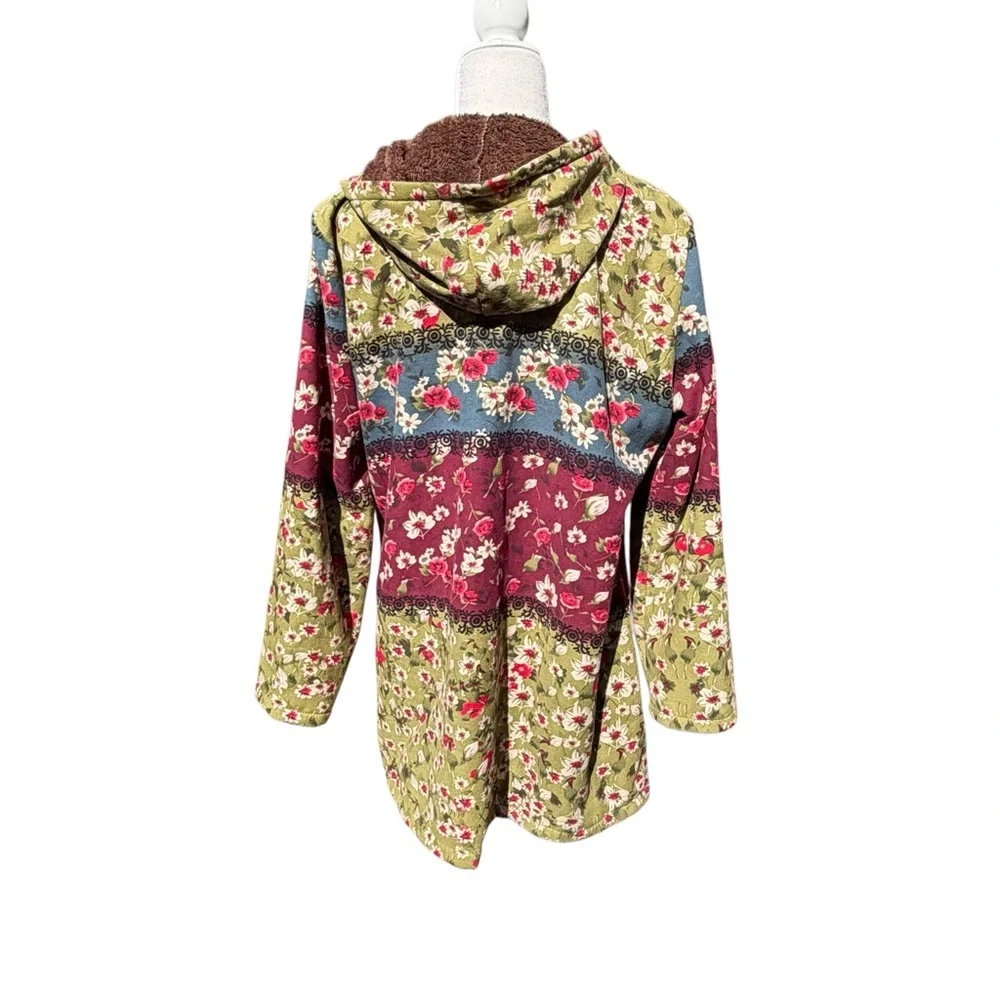 Cellabie Cotton Fleece Lined Floral Patchwork Hooded Coat - Picture 3 of 5